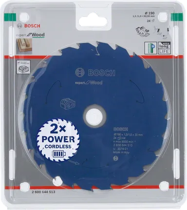 Bosch Expert for Wood 190×1.5×30 T24 circular saw blade.