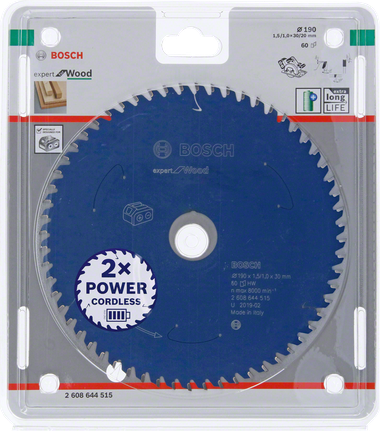Bosch Expert for Wood 190×30 T60 circular saw blade.