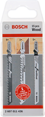 Bosch wood jigsaw blade set 15 pcs.