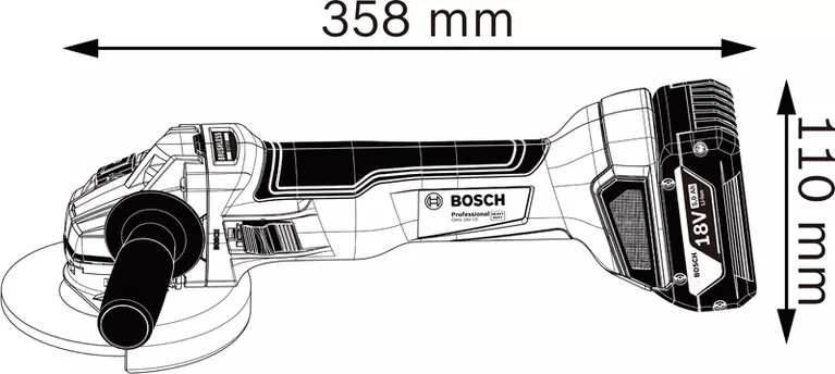 Angle grinder dimensions.