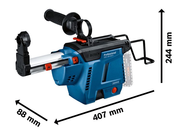 Bosch GDE 18V-26 D integrated dust extractor for drills.
