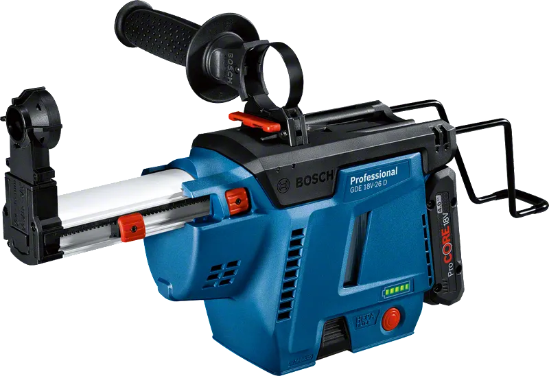 Bosch GDE 18V-26 D integrated dust extractor for drills.