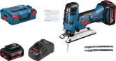 Bosch GST 18V-LI S cordless jigsaw with battery, charger, case.