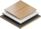 Plastic coated boards.