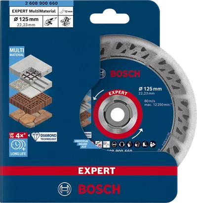 Bosch EXPERT MultiMaterial diamond cutting disc 125×22.23 mm.