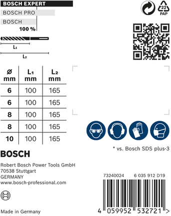 Bosch EXPERT SDS plus-7X hammer drill bit set 6/6/8/8/10 mm.
