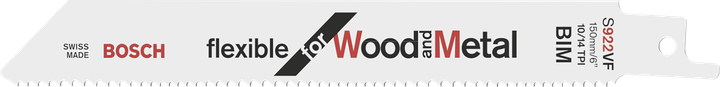 Bosch S922VF saw blade for wood and metal cutting.