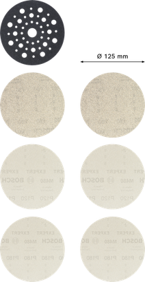 Bosch EXPERT M480 starter kit, 125mm sanding discs.