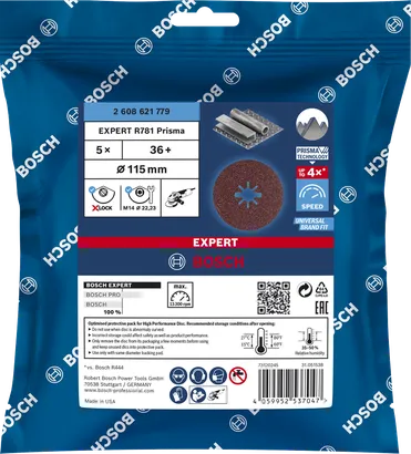 Bosch 115 mm X-LOCK fibre disc 36+, 5-pack.