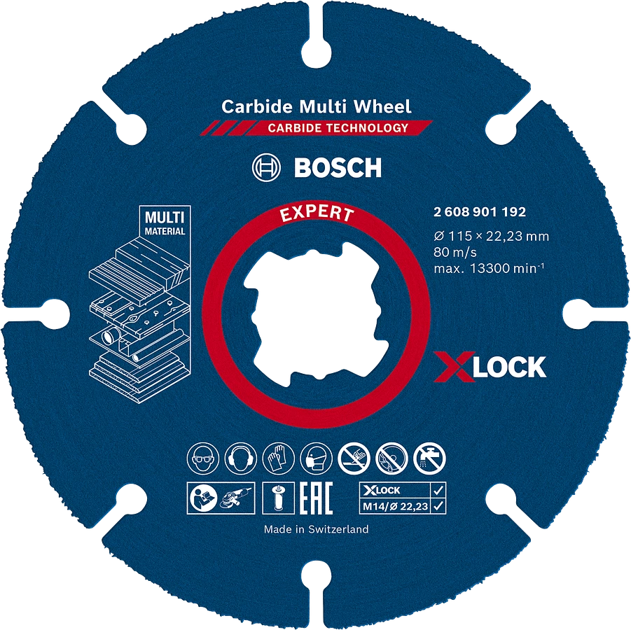 Bosch 115mm X-LOCK Expert Carbide Multi Wheel Grinder Cutting Disc