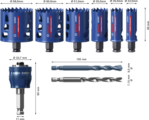 Bosch EXPERT Multi Material Hole Saw Set 9-piece.