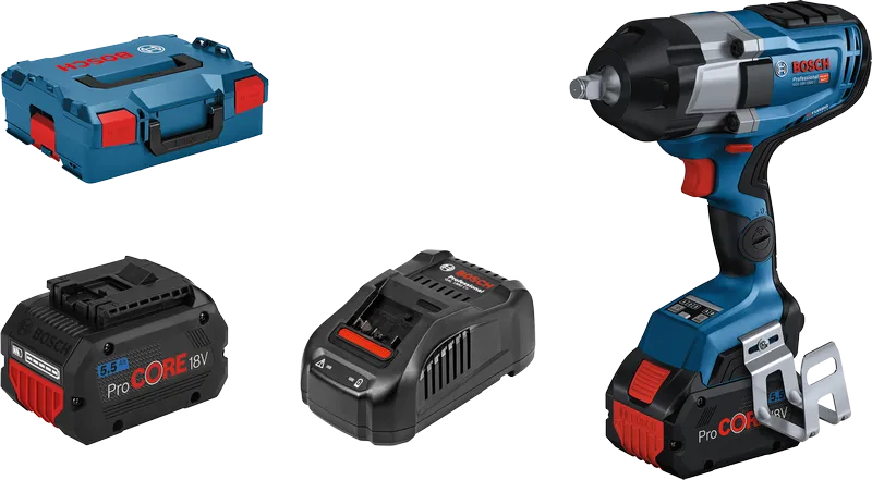 Bosch GDS 18V-1000 cordless impact wrench set.