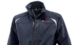 Bosch blue softshell jacket with zippered chest pocket.