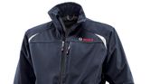 Bosch blue softshell jacket with zippered chest pocket.