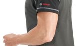 Bosch grey Polo Shirt WPSI 18 with logo on sleeve.