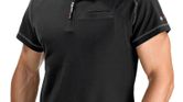 Bosch black WPSI 09 polo shirt with zippered chest pocket.