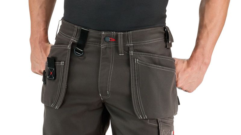Bosch WHSO 18 grey work shorts with holster pockets.