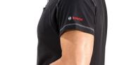 Bosch WPSI 09 black polo shirt with logo on sleeve.