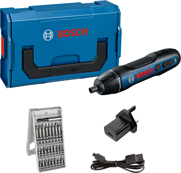 Bosch GO Gen 2 cordless screwdriver with case and accessories.