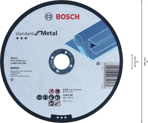 Bosch Standard for Metal Straight Cutting Disc 180 mm.