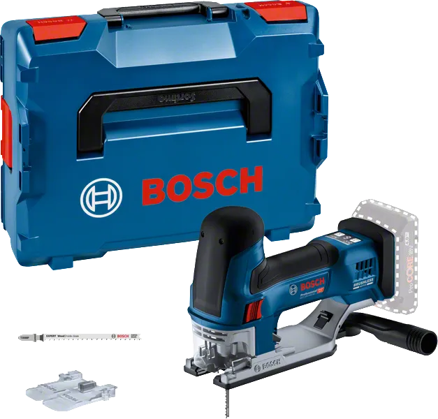 Bosch GST 18V-155 SC cordless jigsaw with case.