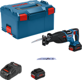 Bosch GSA 18V-28 reciprocating saw kit with battery.