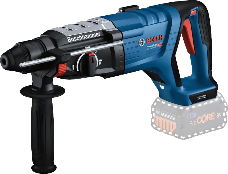 Bosch GBH 18V-28 rotary hammer with ProCORE18V battery.
