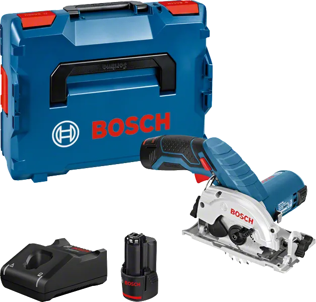 Bosch GKS 12V-26 cordless circular saw set.