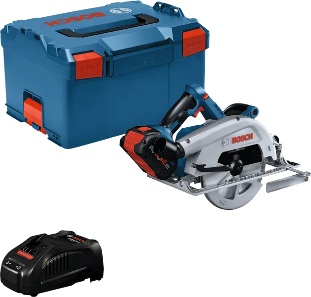 Bosch GKS 18V-68 C cordless circular saw with case and charger.