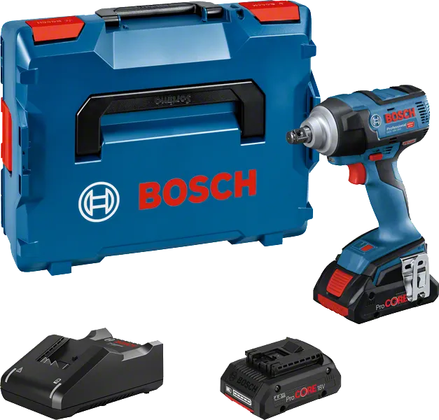 Bosch GDS 18V-300 cordless impact wrench set.