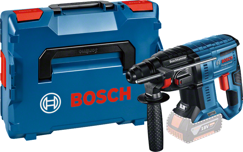 Bosch GBH 18V-21 rotary hammer with carrying case.
