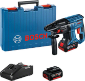 Bosch GBH 18V-21 rotary hammer drill with battery, charger and case.
