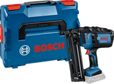 Bosch cordless nailer GNH 18V-64 M with carrying case.