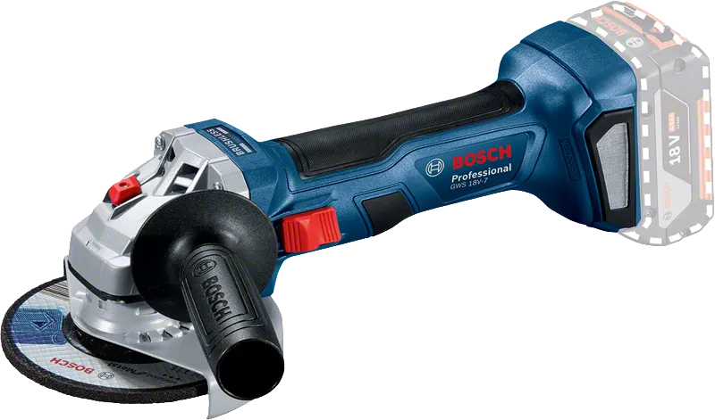 Bosch GWS 18V-7 cordless angle grinder for cutting.