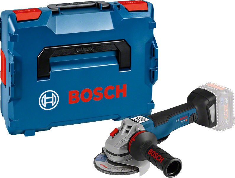 Bosch GWS 18V-10 PC cordless angle grinder with case.