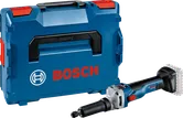 Bosch GGS 18V-10 SLC cordless straight grinder with case.