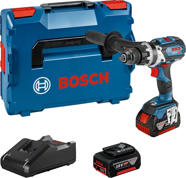 Bosch GSB 18V-110 C cordless drill set with case.