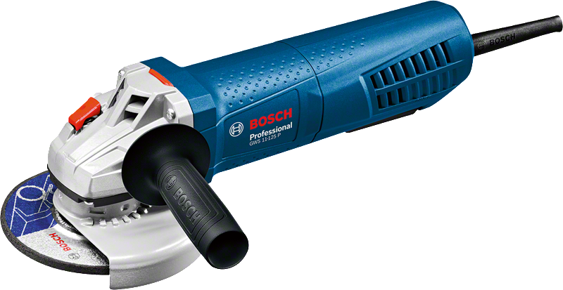 Bosch GWS 11-125 P angle grinder with ergonomic grip.