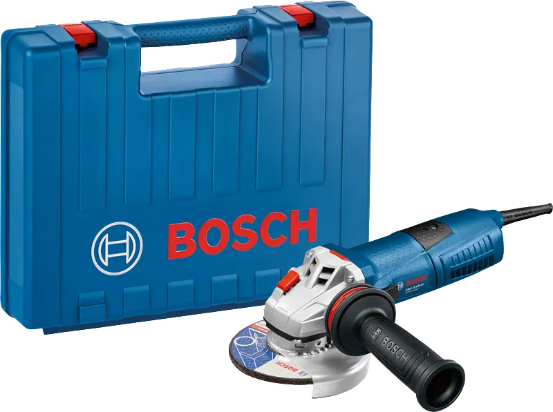 Bosch GWS 12-125 CI angle grinder with carrying case.