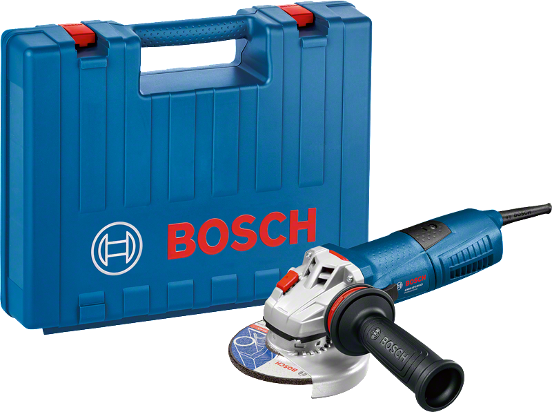 Bosch GWS 12-125 CI angle grinder with carrying case.