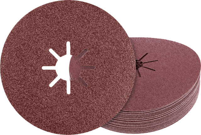 Bosch fiber sanding discs stack for fast material removal.