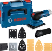 Bosch GSS 12V-13 cordless sander set with accessories.