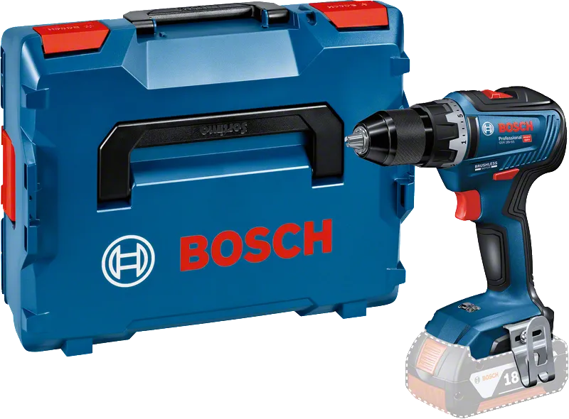 Bosch GSR 18V-55 cordless drill with carrying case.