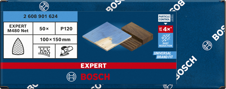 Bosch EXPERT M480 sanding net 100×150mm G120 50-pc.