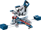 Bosch GCM 18V-216 D cordless mitre saw with extensions.