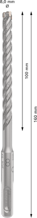 Bosch PRO SDS plus-5X 8 mm hammer drill bit, 160 mm length.