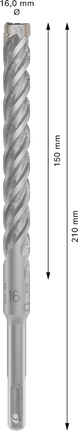 Bosch PRO SDS plus-5X hammer drill bit, 16 x 210 mm.