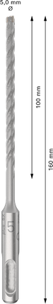 Bosch PRO SDS plus-5X 5x100x160 mm hammer drill bit.