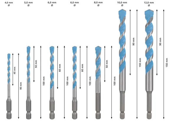 Bosch EXPERT HEX-9 Multi Construction Drill Bit Set 7 pieces.