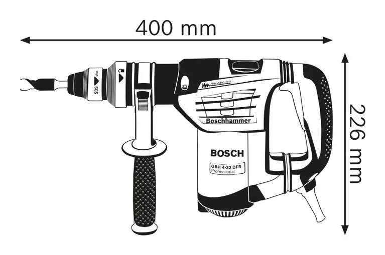 Rotary hammer dimensions.